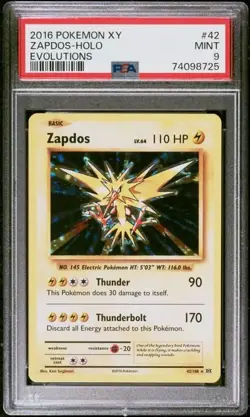 2016 Pokemon XY Evolutions Zapdos Holo 42/108 MINT PSA 9 - Image 1