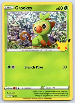 Grookey 008/025 McDonald's 25th Anniversary Promos Holo Pokemon MP - Image 1