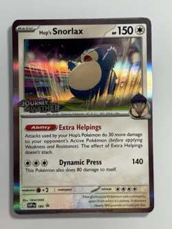Pokemon TCG Hop's Snorlax Holo Promo Prerelease 184 SVP English - Image 1