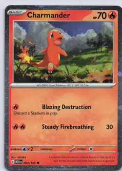 Charmander 004/165 Cosmos Holo Promo Pokemon TCG Holo NM w/ Unique Swirl 𖦹 - Image 2