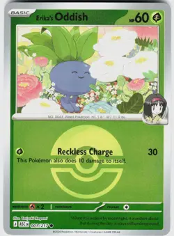 ERIKA'S ODDISH (POKE BALL) 001/217 - NM REVERSE HOLO - POKEMON ASCENDED HEROES - Image 1