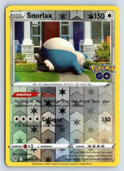 SNORLAX 055/078 HOLO RARE POKEMON GO POKEMON REVERSE HOLO LP - Image 1