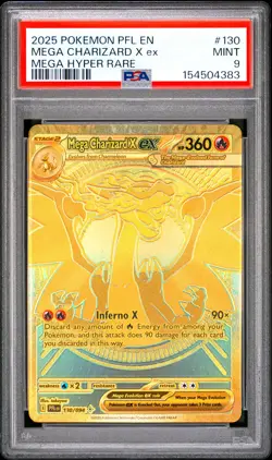 2025 POKEMON PFL EN-PHANTASMAL FLAMES MEGA HYPER RARE MEGA CHARIZARD X EX PSA 9 - Image 1