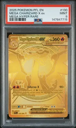 2025 POKEMON PFL EN-PHANTASMAL FLAMES MEGA HYPER RARE MEGA CHARIZARD X EX PSA 9 - Image 1