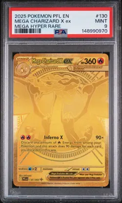 2025 POKEMON PFL EN-PHANTASMAL FLAMES MEGA HYPER RARE MEGA CHARIZARD X EX PSA 9 - Image 1