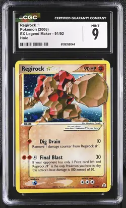 CGC 9 MINT Regirock Gold Star 2006 EX Legend Maker 91/92 Holo Pokemon Card - Image 1
