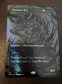 Magic The Gathering MTG Tyrranax Rex Oil Slick Raised Foil Lightly Played - Image 1