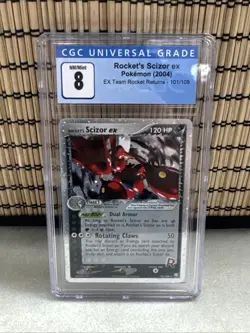2004 Pokemon Rocket's Scizor EX 101/109 EX Team Rocket Returns CGC 8 - Image 1