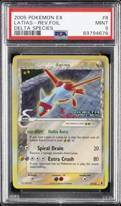 2005 POKEMON EX DELTA SPECIES #8 LATIAS-REVERSE FOIL PSA 9 - Image 1