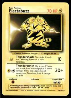 Pokemon Cards Electabuzz 20/102 Base Set Unlimited Rare NM *2 - Image 1
