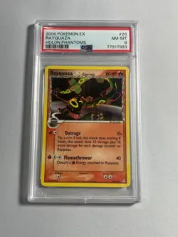 2006 Pokemon EX #26 RAYQUAZA Holon Phantoms PSA 8 - Image 1