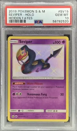 CARTA POKEMON SEVIPER SHINING HIDDEN FATES SV15/SV94 ENG PSA 10 GRADATA TCG CARD - Image 2