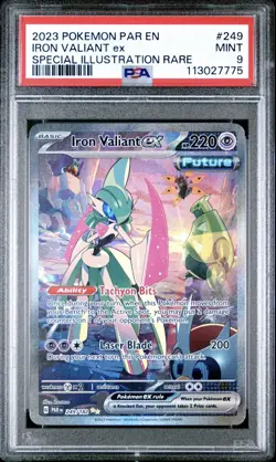 Pokemon 2023 Paradox Rift Iron Valiant ex 249/182 Holo SIR EN PSA 9 - Image 1
