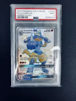 Pokemon Lucario GX SV64/SV94 Sun And Moon, Hidden Fates PSA 9 - Image 1