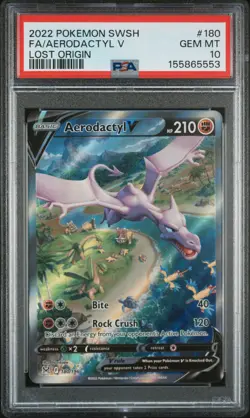 PSA GEM MT 10 - Fa/Aerodactyl V 180 Pokemon Sword & Shield Lost Origin - Image 1