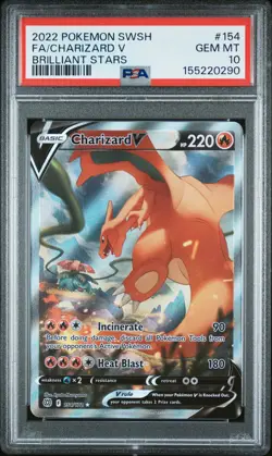 PSA GEM MT 10 - Fa/Charizard V 154 Pokemon Sword & Shield Brilliant Stars - Image 1