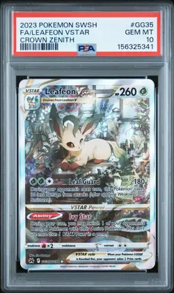 Leafeon Vstar GG35 Pokemon Sword And Shield Crown Zenith - PSA GEM MT 10 - Image 1