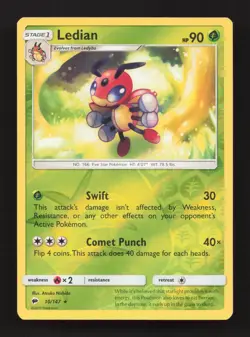 Ledian 10/147 Rare Burning Shadows Reverse Holo Near Mint - Image 1