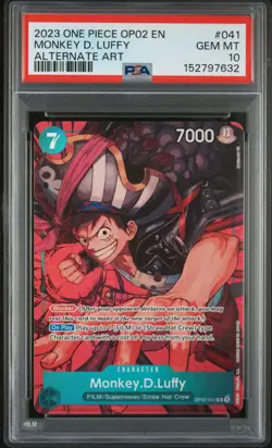 PSA GEM MT 10 - Monkey D. Luffy 041 ALT ART One Piece Op02-Paramount War - Image 1