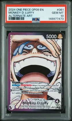 PSA 10 - Monkey D. Luffy 061 ALT ART One Piece Op09-Emperors In The New World - Image 1