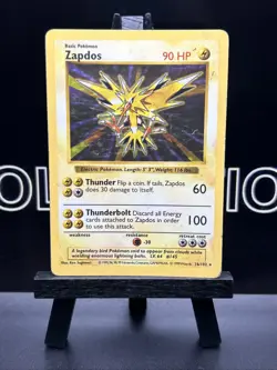 Zapdos Holo 16/102 Base Set 1999 Shadowless MP Pokemon TCG Card - Image 2