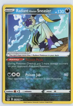 Radiant Hisuian Sneasler 123/196 Radiant Rare Lost Origin Pokemon Holo LP - Image 1