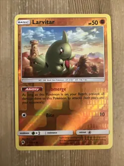 Pokemon TCG Larvitar Sun & Moon - Lost Thunder 114/214 Reverse Holo Common NM - Image 1