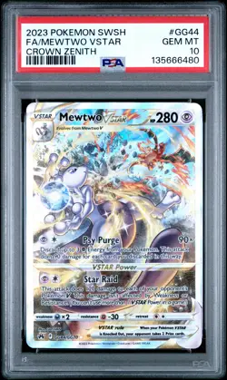 2023 POKEMON SWORD & SHIELD CROWN ZENITH #GG44 FULL ART/MEWTWO VSTAR PSA 10 - Image 1