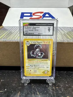 CGC 9 MINT Lt. Surge's Magneton 2000 Gym Heroes 8/132 Holo Pokemon - Image 1