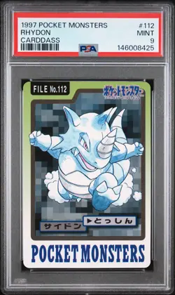 1997 POCKET MONSTERS CARDDASS #112 RHYDON PSA 9 - Image 1