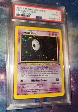 Unown A 2001 Pokemon Neo Discovery 1st Edition WOTC Foil Holo Rare 14/75 PSA 8 - Image 1
