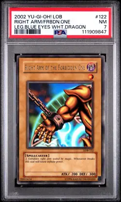 2002 Right Arm of the Forbidden One LOB-122 Unlimited PSA 7 Rare - Image 1