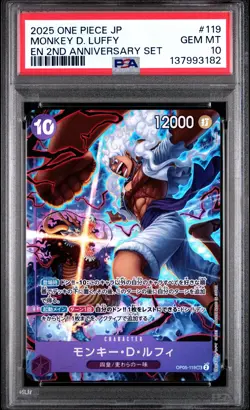 Monkey D. Luffy 119 One Piece Japanese PSA 10 ENGLISH 2ND ANNIVERSARY - Image 1