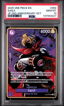 Sanji 064 One Piece 2nd Anniversary Set One Piece Japanese PSA 10 english - Image 1