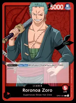 RORONOA ZORO (001) OP01-001 LEADER ROMANCE DAWN ONE PIECE NM/M - Image 1