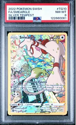 2022 POKEMON SWORD & SHIELD SILVER TEMPEST FULL ART/SMEARGLE TG10 - PSA 8 - Image 1