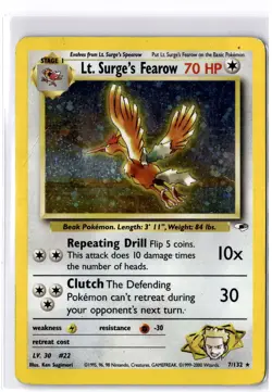 LP/HP - Lt. Surge's Fearow 007/132 Holo Rare Gym Heroes - Image 1