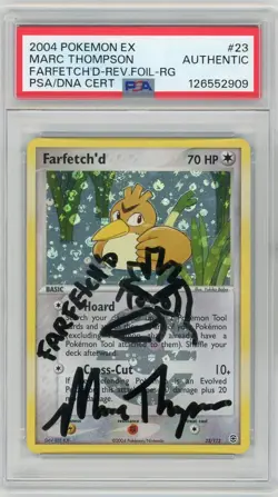 PSA Signed Marc Thompson Farfetch'd 23/112 FireRed & LeafGreen Reverse Holo 2004 - Image 1
