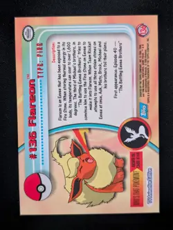 2000 Topps #136 Flareon Holo Foil Pokemon TV Animation Edition Series 3 Card NM - Image 2