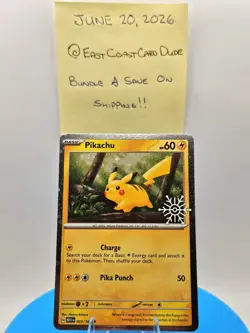 Pikachu ⚡ 025/165 Pokemon ❄ Holiday Calendar Snowflake Stamp Holo NM TCG Card - Image 2