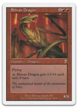 Shivan Dragon #218 (LP) 7th Edition 7ED Magic MTG - Image 1