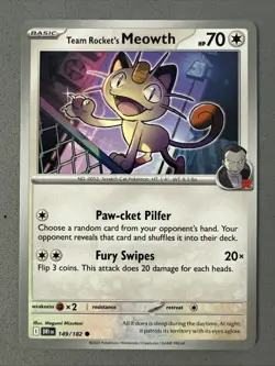 Pokemon TCG * Destined Rivals 149/182 Team Rocket's Meowth C * UNG NM FRESH PACK - Image 1