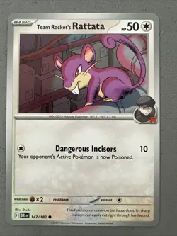 Pokemon TCG * Destined Rivals 147/182 Team Rocket's Rattata C* UNG NM FRESH PACK - Image 1