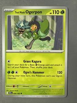 Pokemon TCG * Destined Rivals 026/182 Teal Mask Ogerpon U * UNG NM FRESH PACK - Image 1