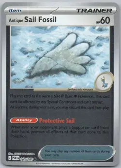 Antique Sail Fossil 069 Perfect Order Reverse Holo Trainer Pokemon Card NM - Image 1