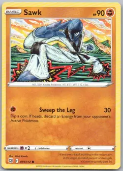 Sawk 081 Brilliant Stars Normal Fighting Pokemon Card NM - Image 1