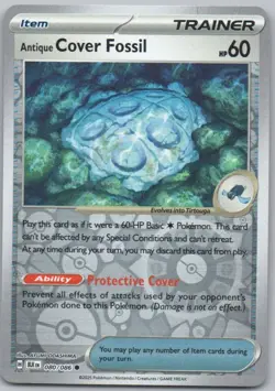 Antique Cover Fossil 080 Black Bolt Reverse Holo Colorless Pokemon Card NM - Image 1