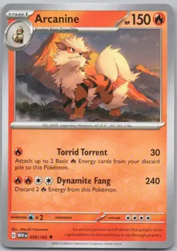 Arcanine 059 151 Normal Fire Pokemon Card NM - Image 1