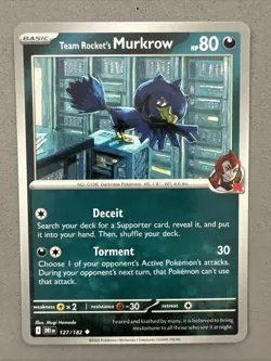 Pokemon TCG * Destined Rivals 127/182 Team Rocket's Murkrow U* UNG NM FRESH PACK - Image 1