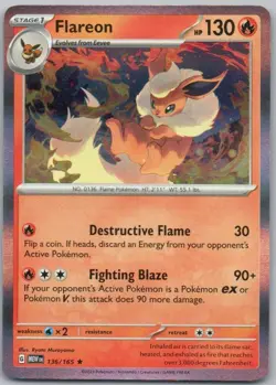Flareon 136 151 Holo Fire Pokemon Card NM - Image 1